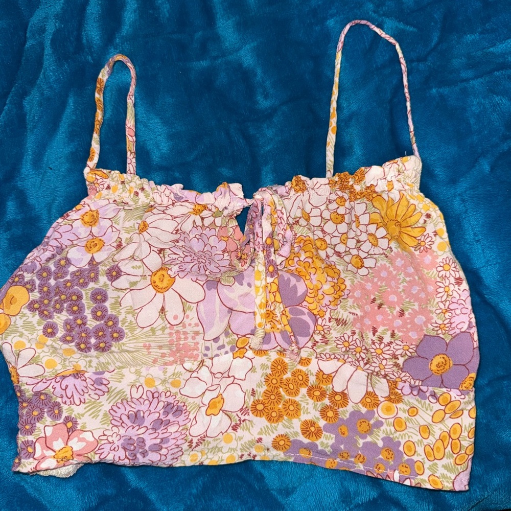 Liberty Pink and Purple Tie Front Crop top